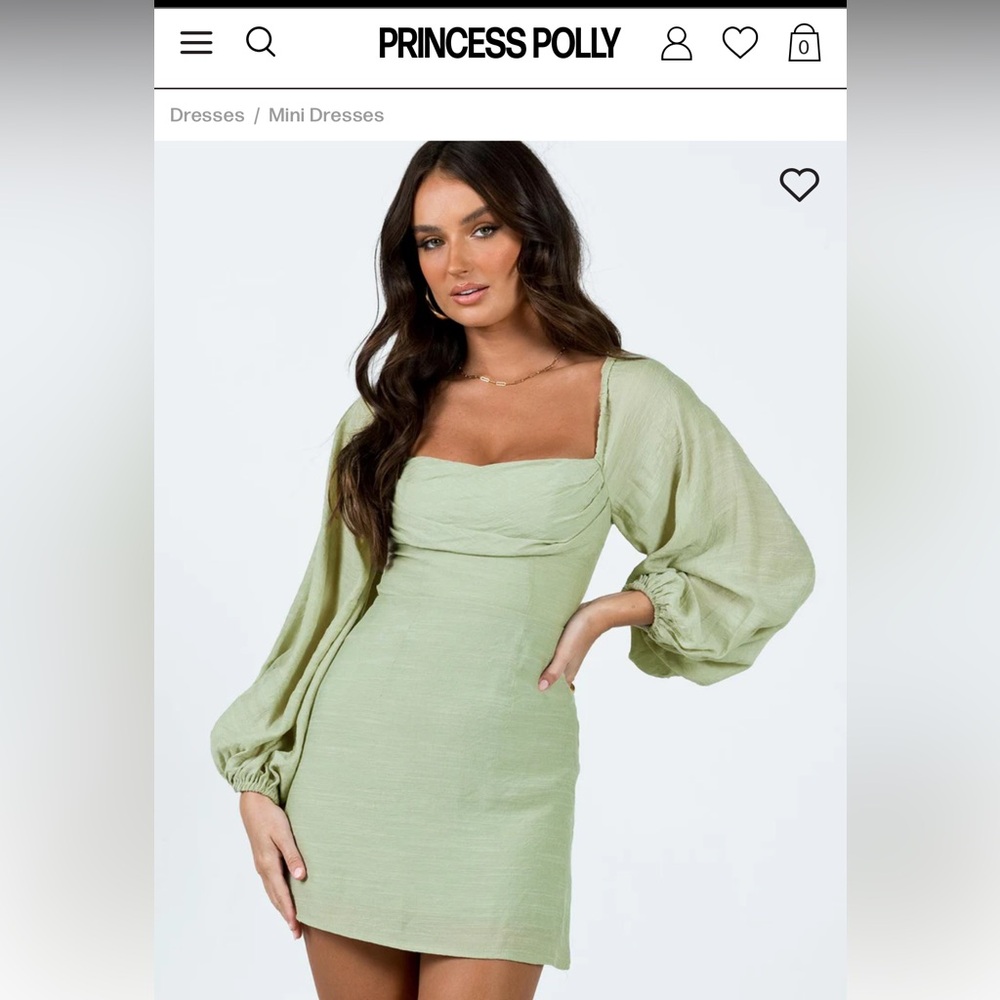 PRINCESS POLLY sage mini dress size 12